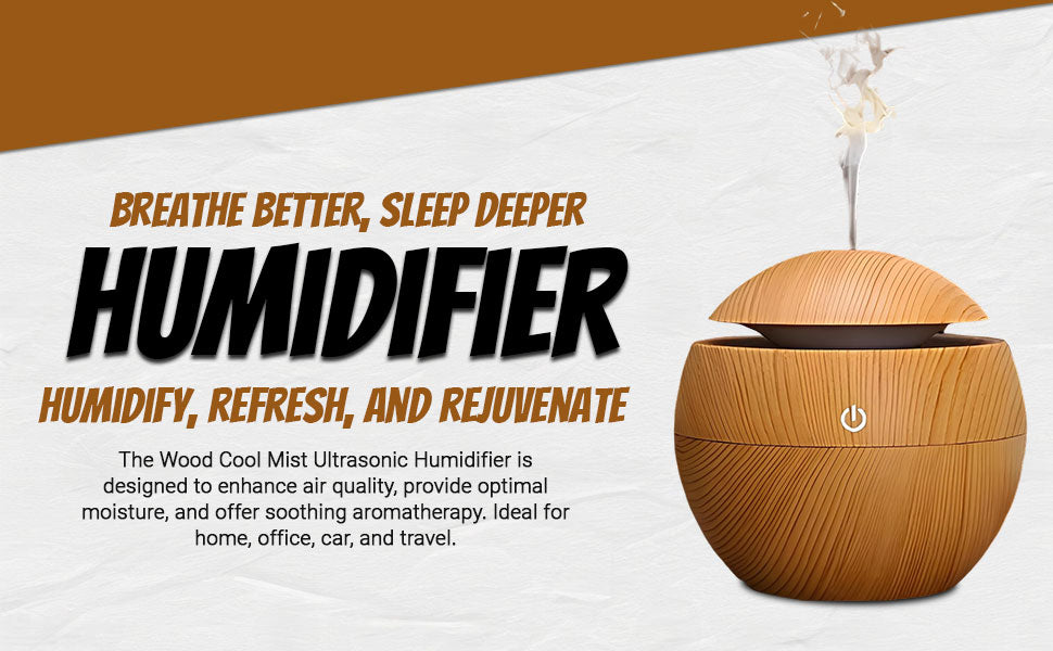 Wooden Aroma Diffuser & Humidifier for Home | Silent Cool Mist Machine
