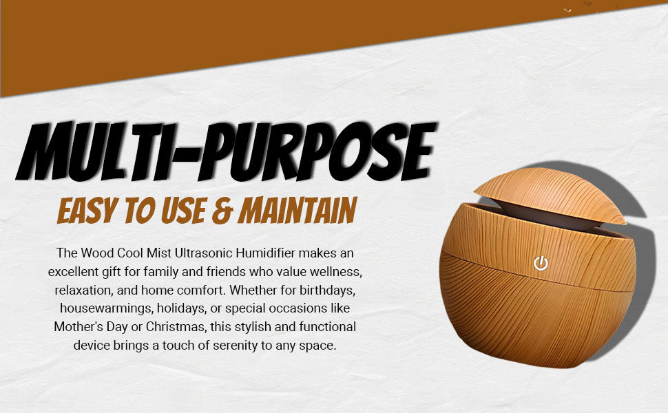 Wooden Aroma Diffuser & Humidifier for Home | Silent Cool Mist Machine